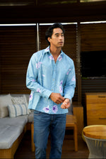 Longsleeve Aloha Shirt - Pōhuehue Light Blue