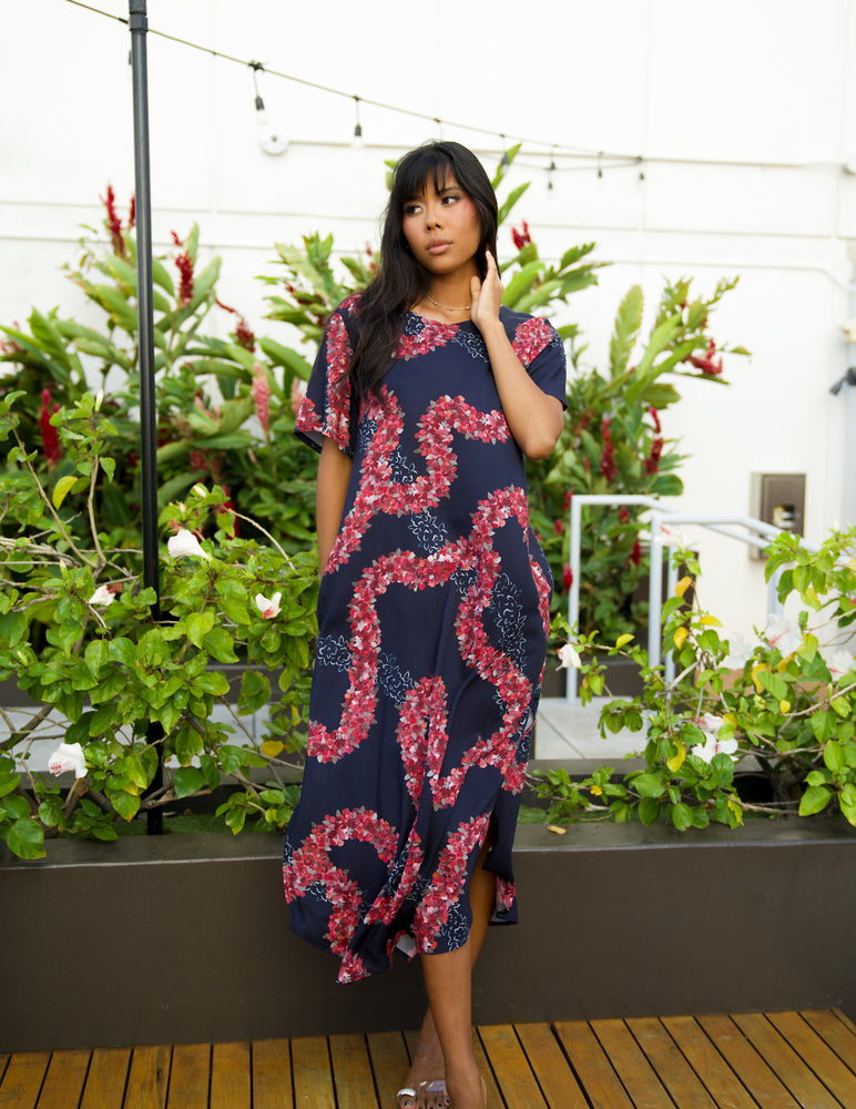 Leio Muʻu Dress- Lei ʻAʻaliʻi  - Navy