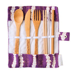 Pīkake Lei Bamboo Cutlery Set - Poni/Purple