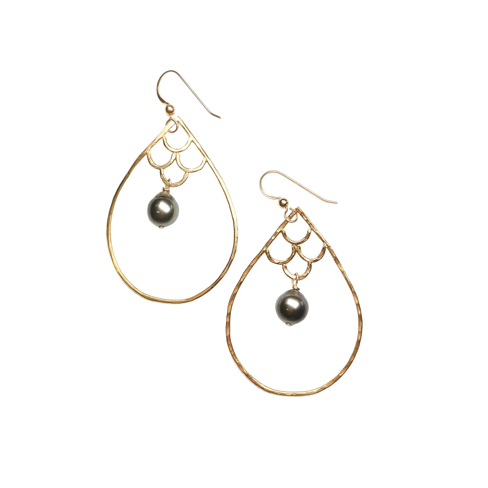 Kai Nalu 'Elua Earrings - Tahitian Pearl